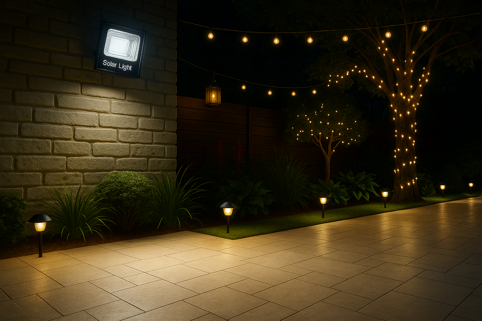 Iluminación y jardín
