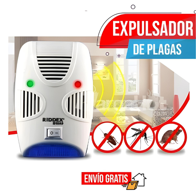 Repelente ultrasónico 2x1 Para insectos y ratones