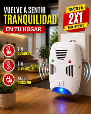 Repelente ultrasónico 2x1 Para insectos y ratones